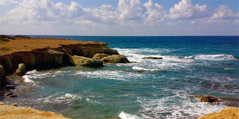 Pegia sea caves on the west cost of Cyprus north of Paphos